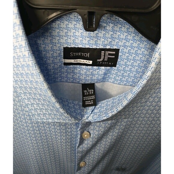 J Ferrar Regular Fit Stretch Long Sleeve Button Shirt Sz Lg 16-16½, Blue Link - Picture 5 of 8